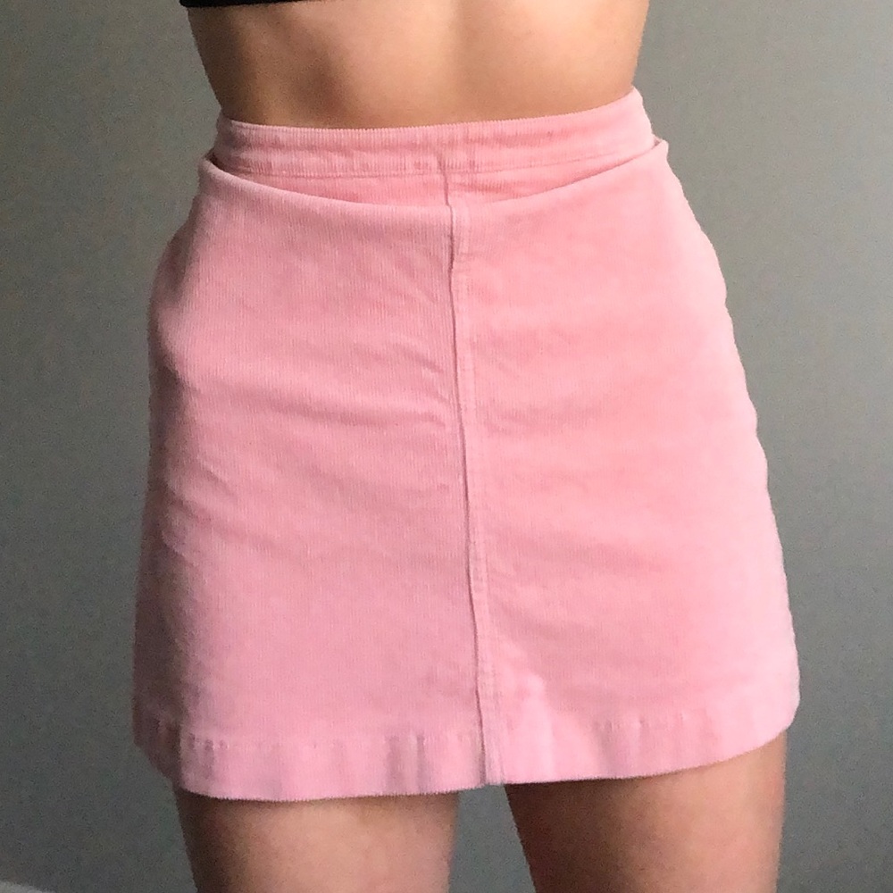 light pink corduroy mini skirt